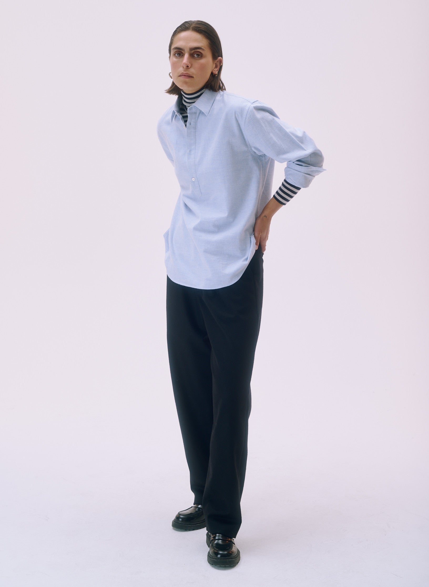 chemise flanelle oversized unisexe homme femme coton bleu