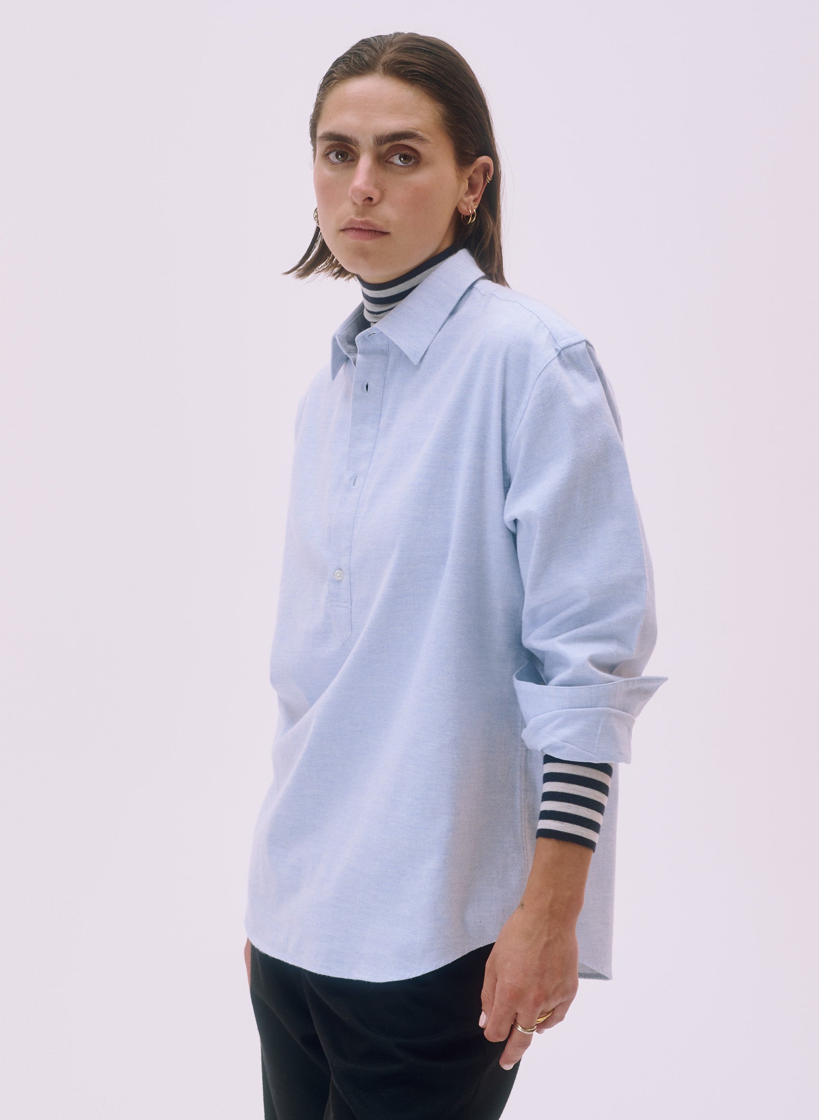 chemise flanelle oversized unisexe homme femme coton bleu