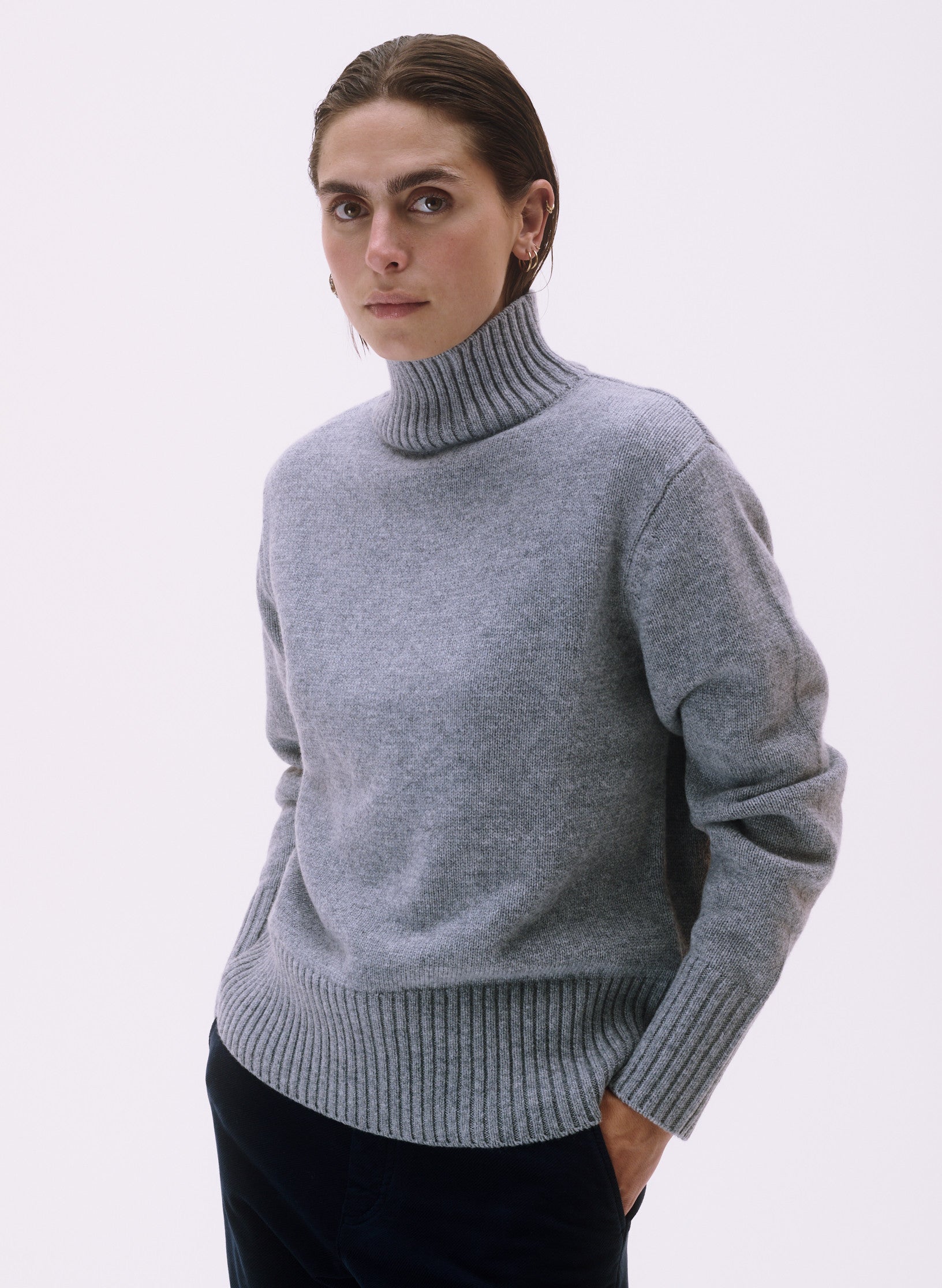 pull oversized 100 laine col montant homme femme unisexe