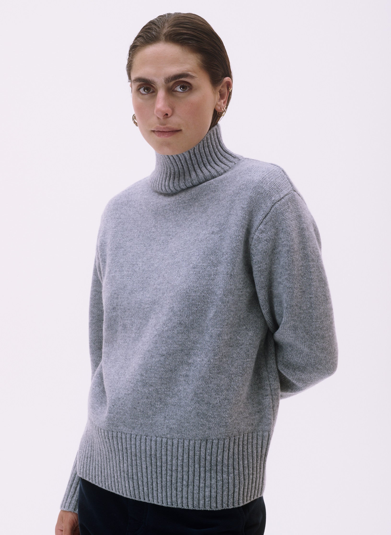 pull oversized 100 laine col montant homme femme unisexe