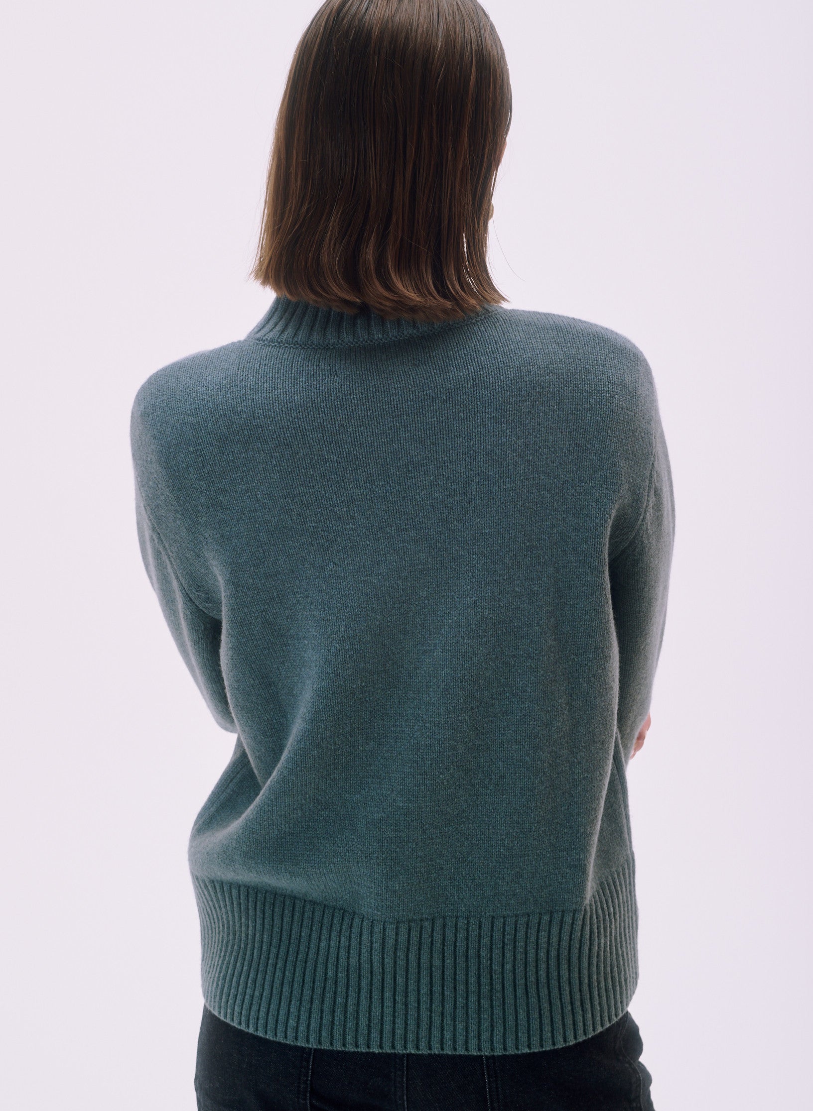 pull oversized laine col montant vert homme femme unisexe