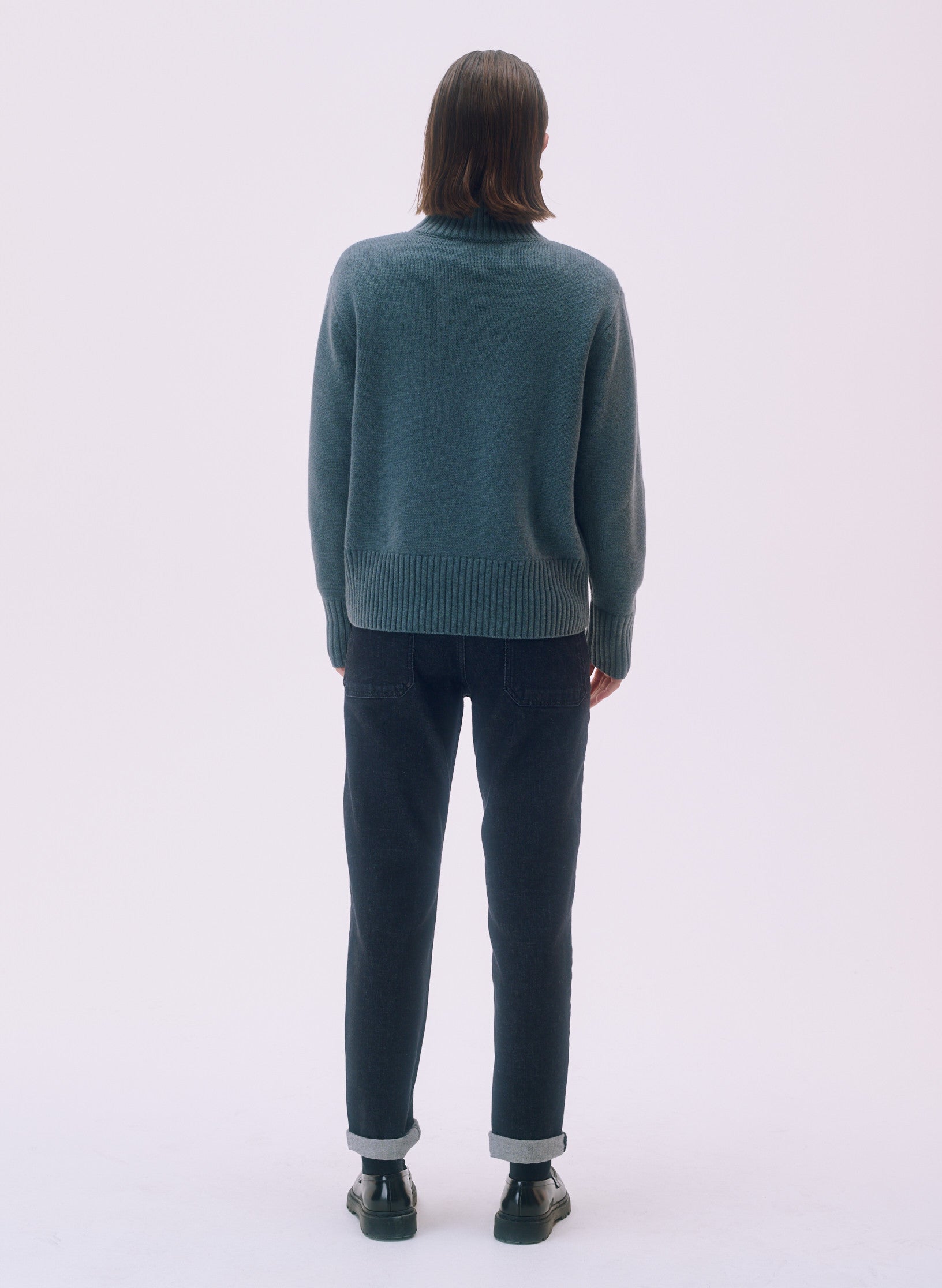 pull oversized laine col montant vert homme femme unisexe