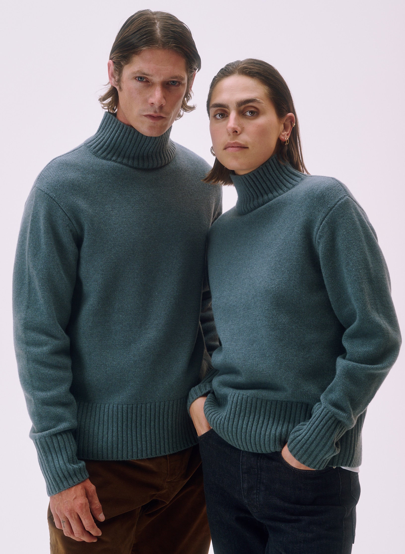 pull oversized laine col montant vert homme femme unisexe