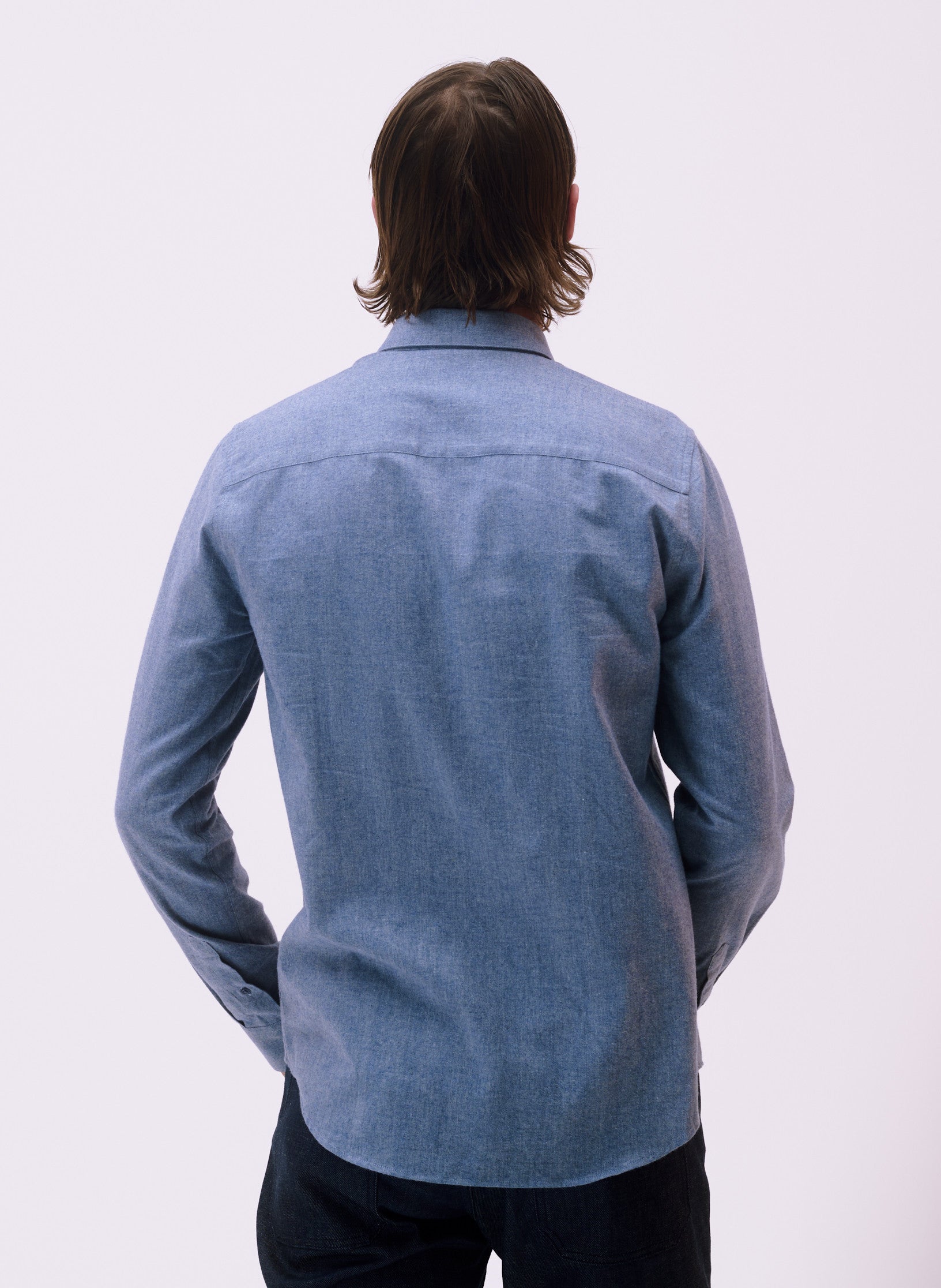 chemise ajustee flanelle homme bleu