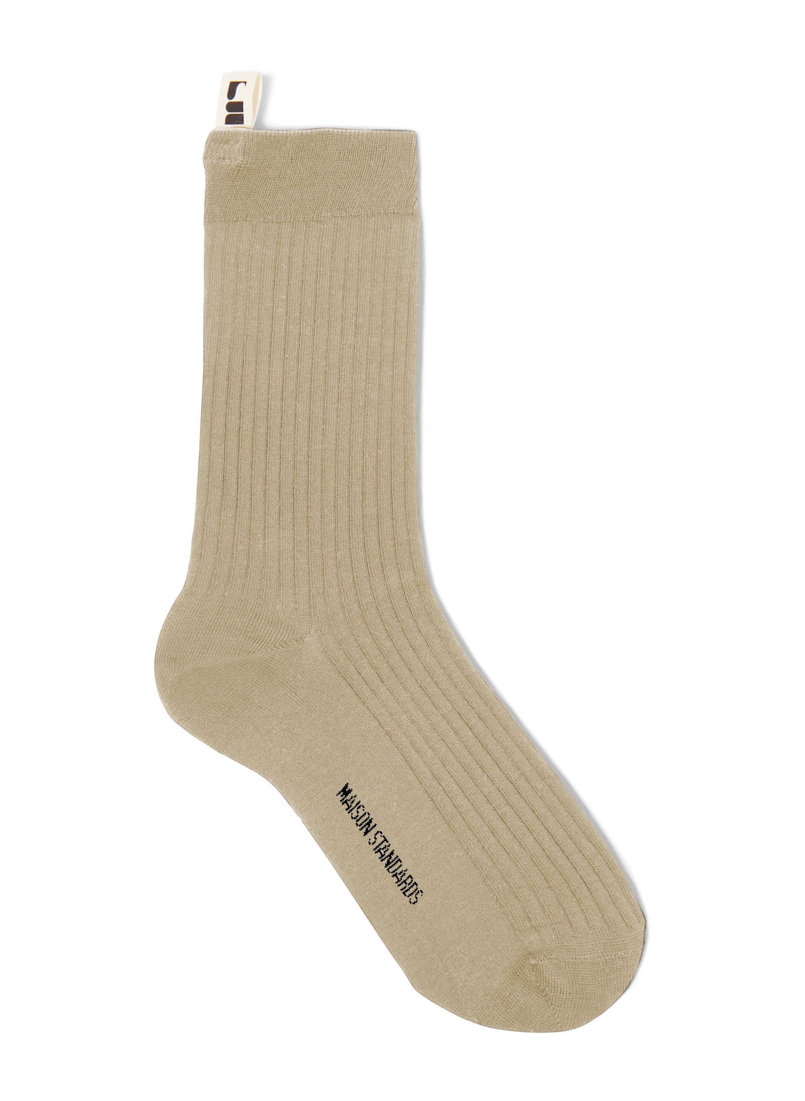 chaussette unie beige unisexe homme femme coton