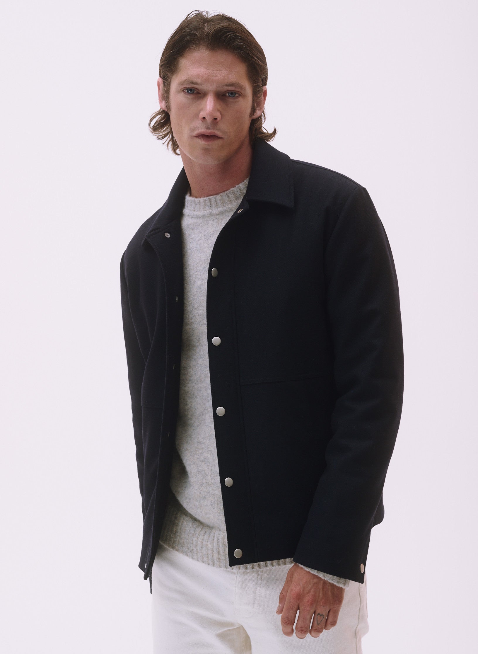 blouson laine homme marine