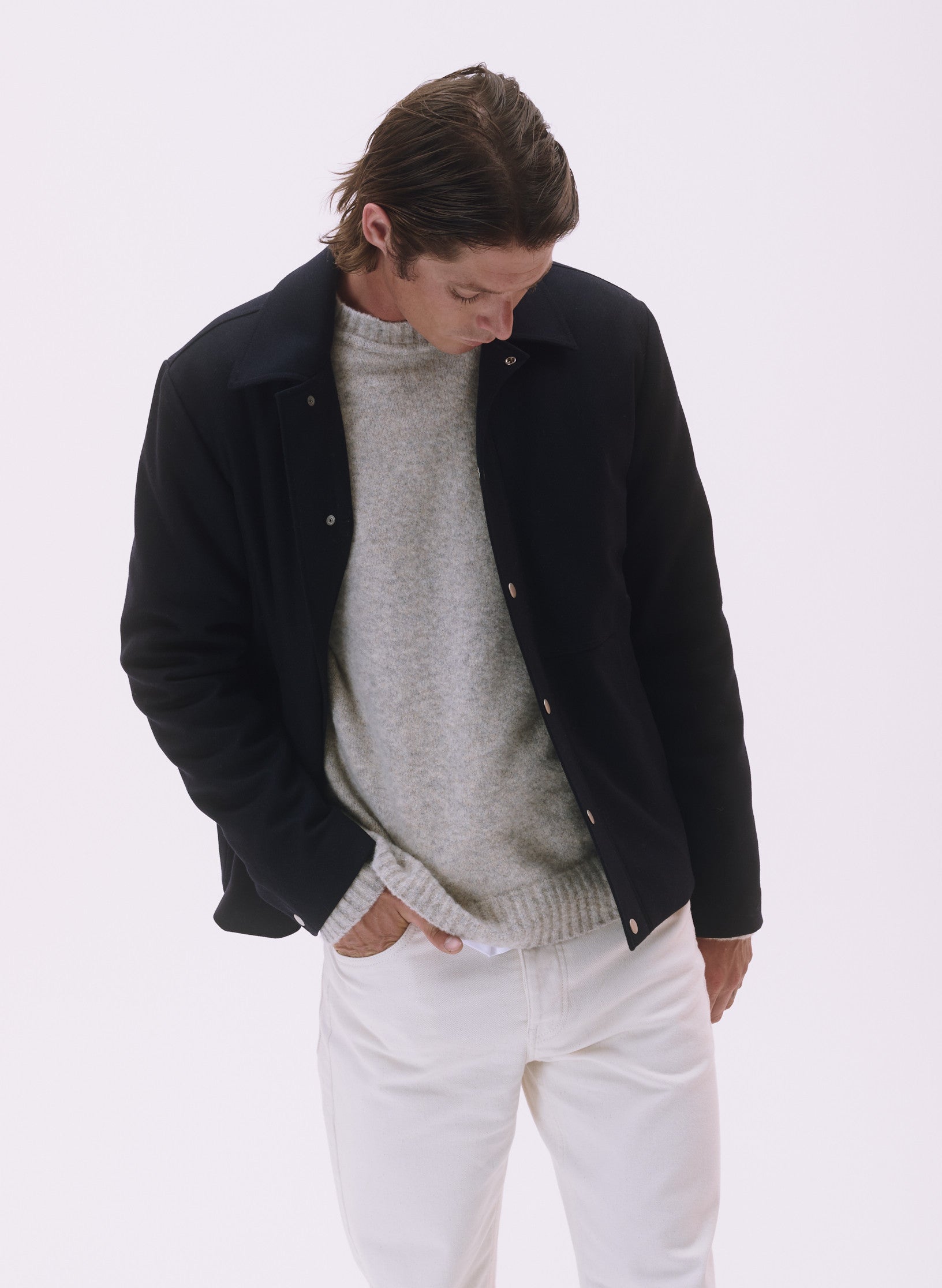 blouson laine homme marine