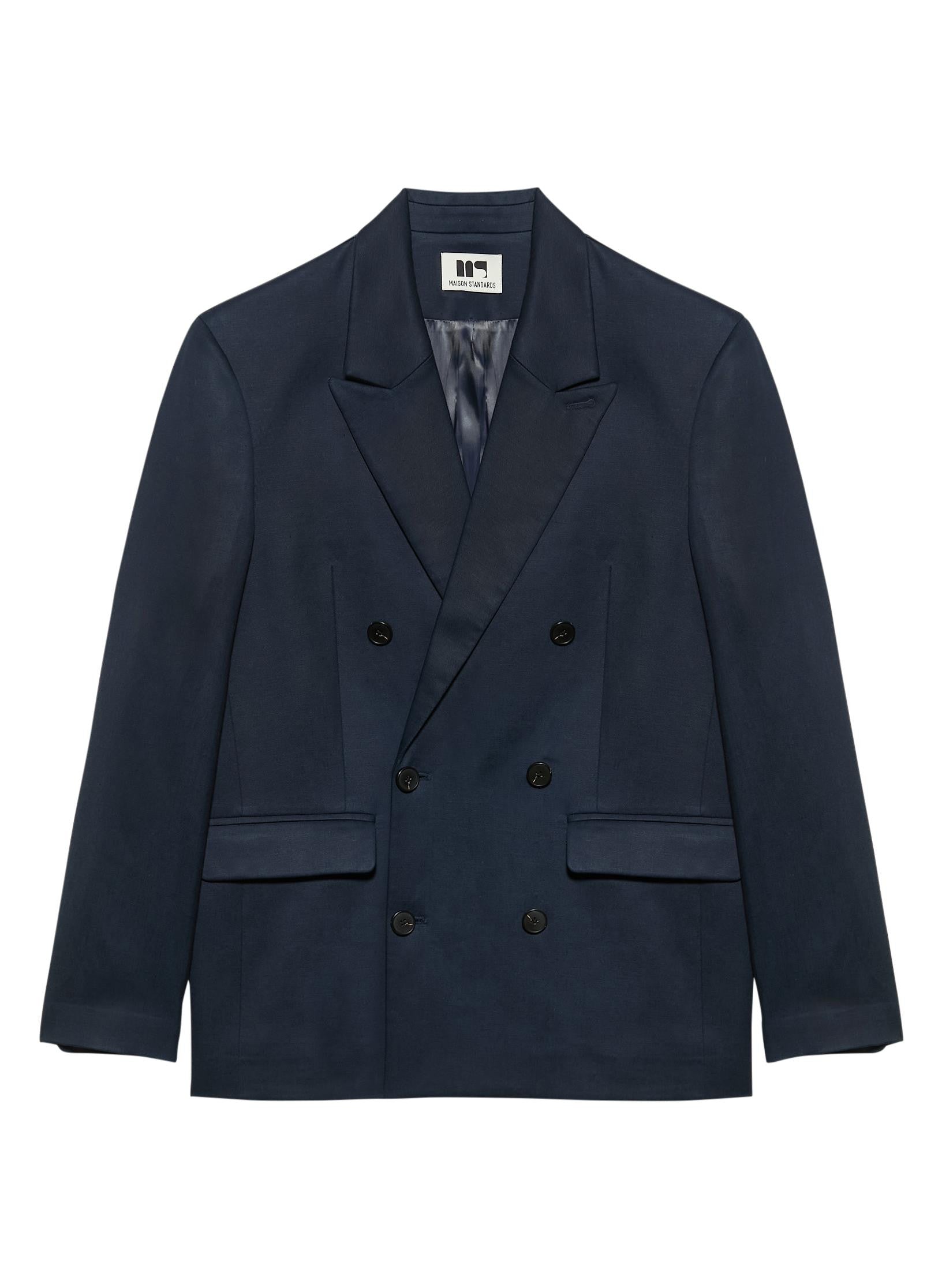 veste croisee lin lyocell bleu homme femme ukraine