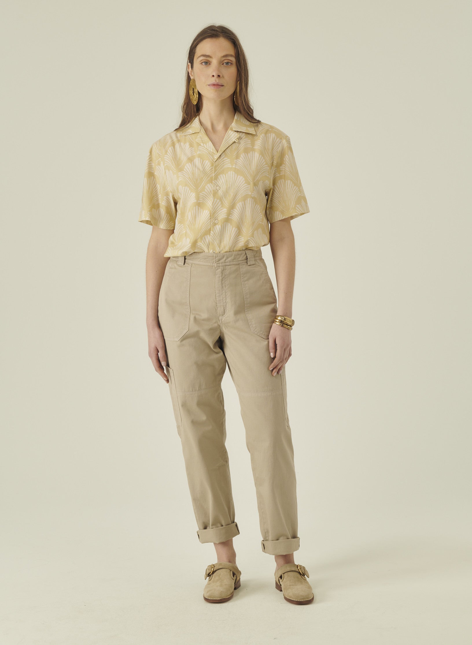 cargo pantalon loose beige homme femme unisexe