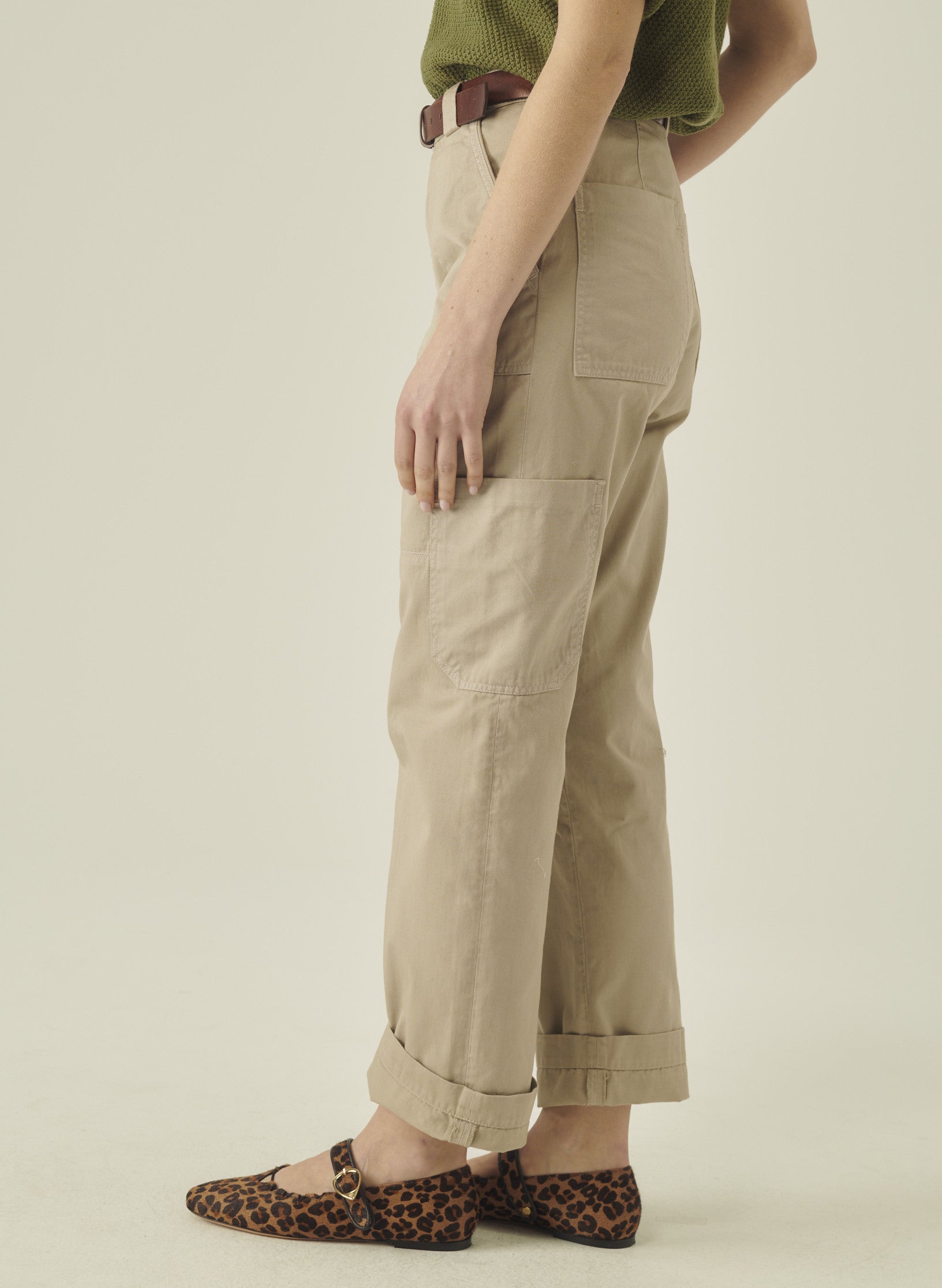 cargo pantalon loose beige homme femme unisexe