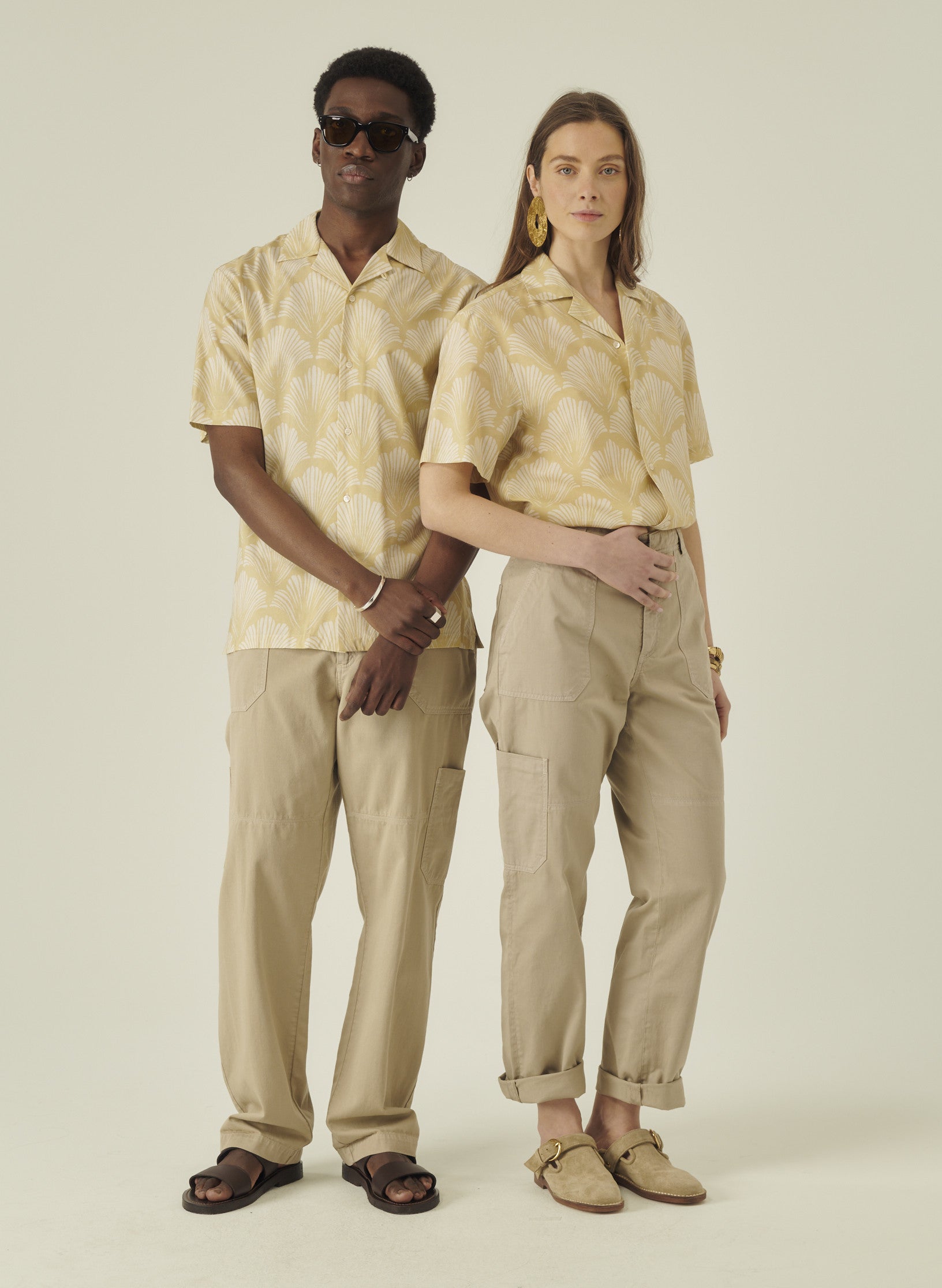 cargo pantalon loose beige homme femme unisexe