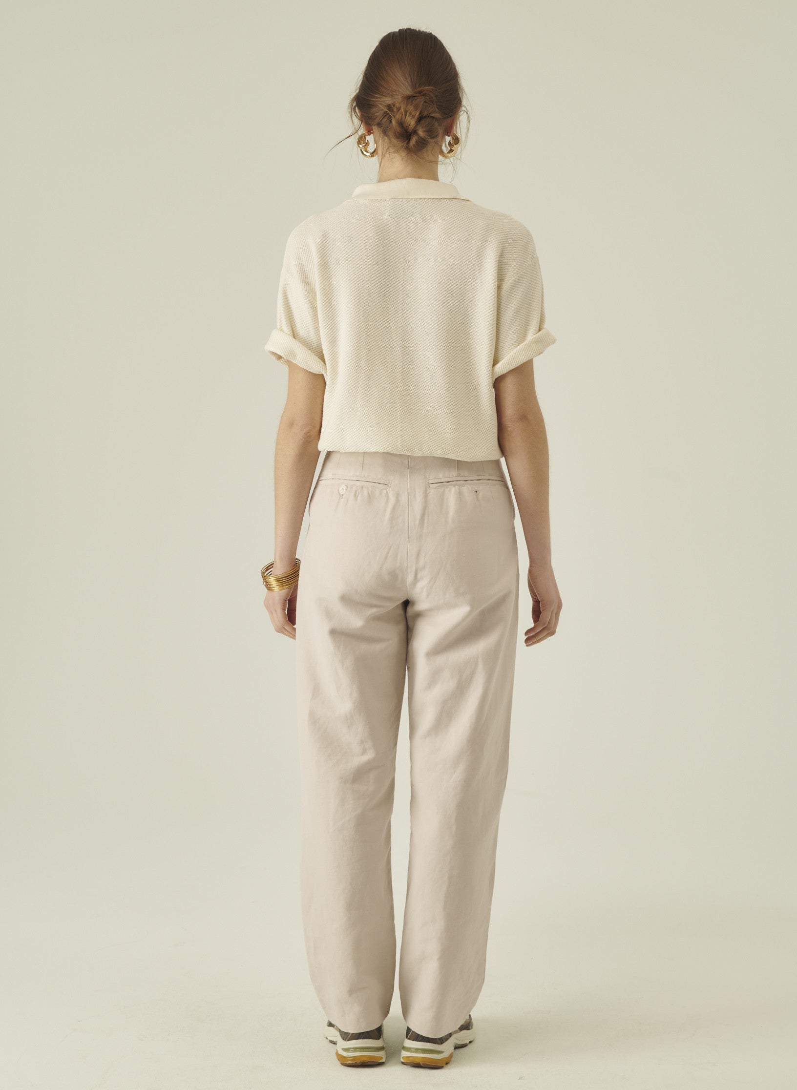 polo manche courte ecru coton homme femme unisexe