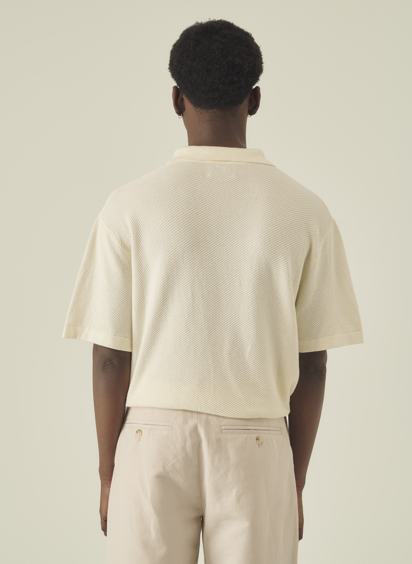 polo manche courte ecru coton homme femme unisexe