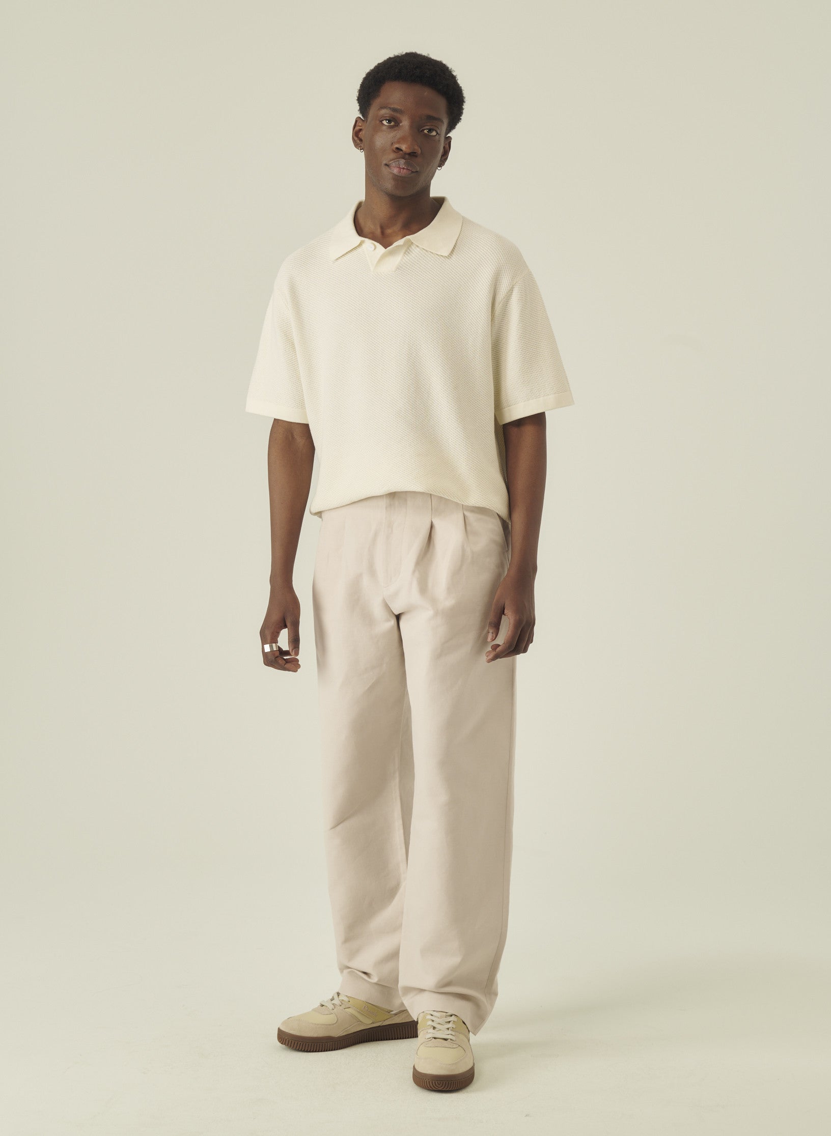 polo manche courte ecru coton homme femme unisexe