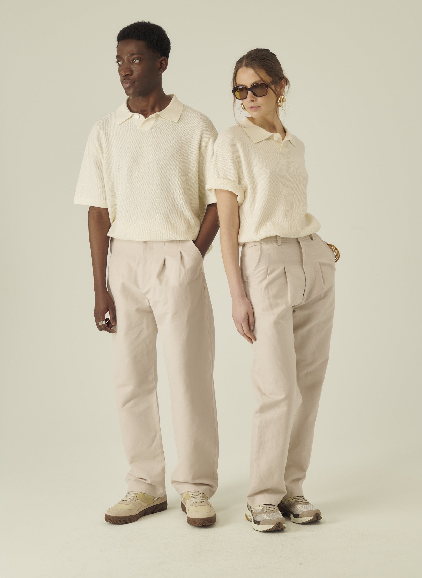 polo manche courte ecru coton homme femme unisexe