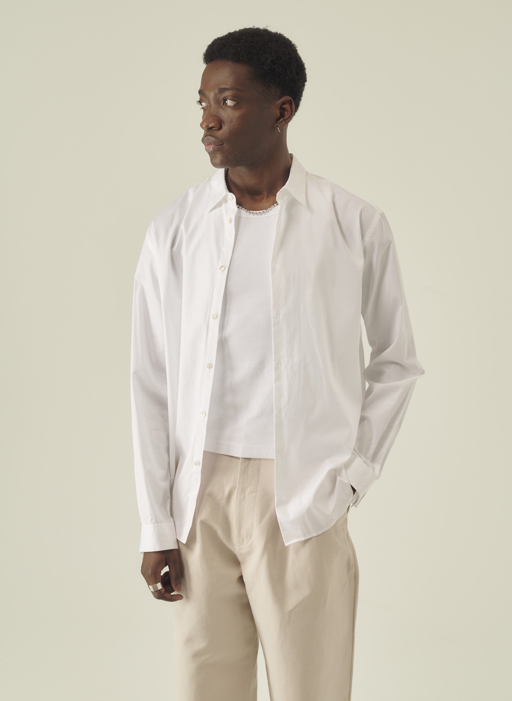 chemise loose unie femme homme coton blanche