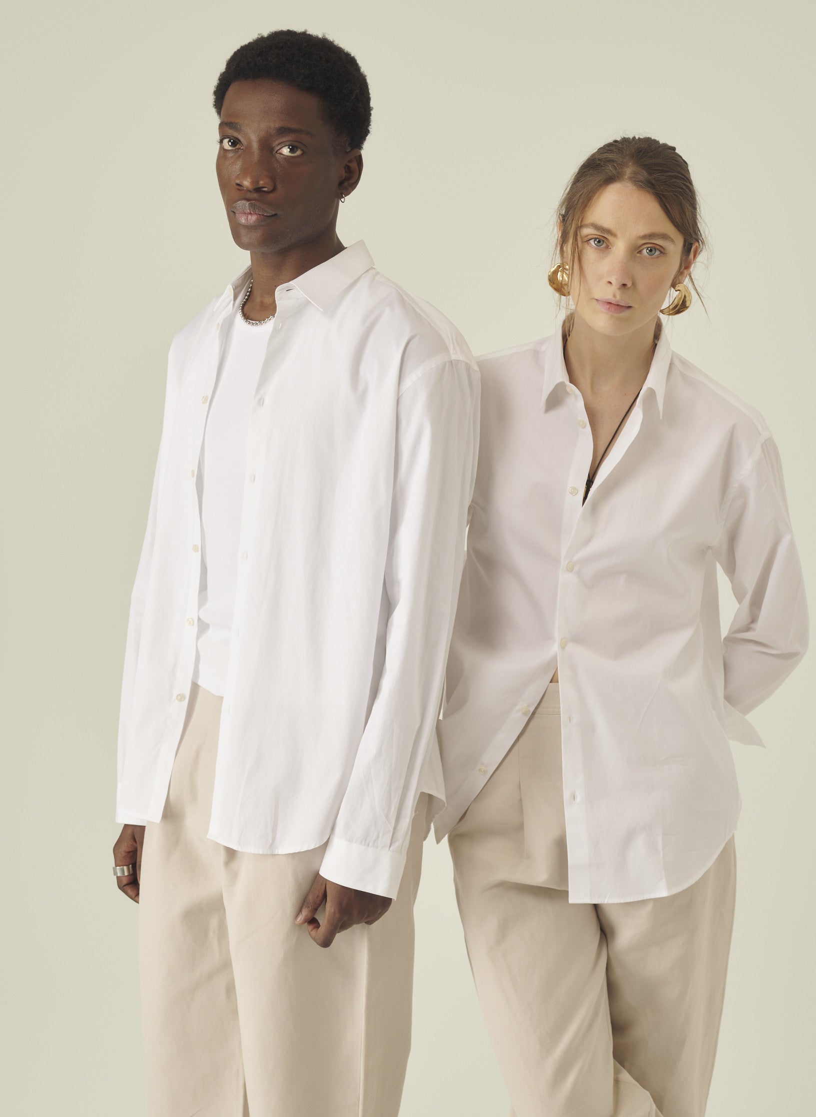 chemise loose unie femme homme coton blanche