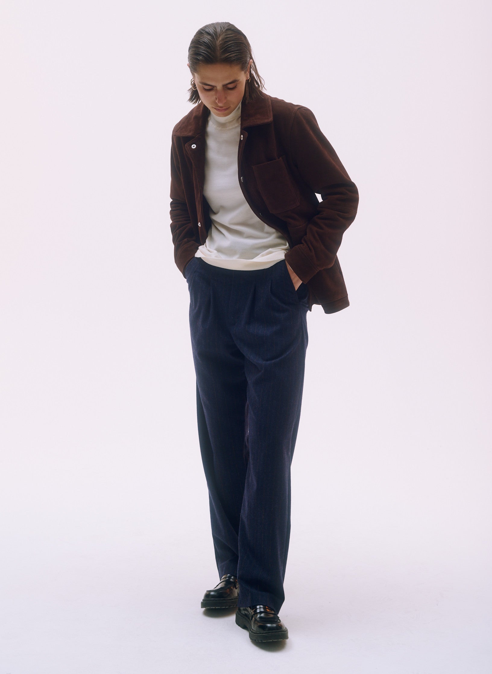 pantalon pince flanelle bleu homme femme unisexe