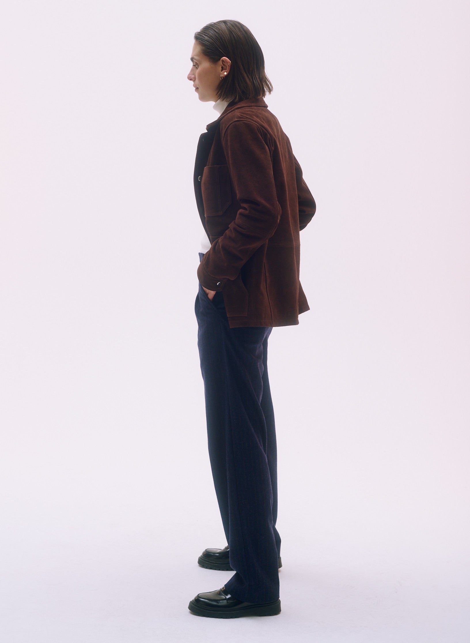 pantalon pince flanelle bleu homme femme unisexe