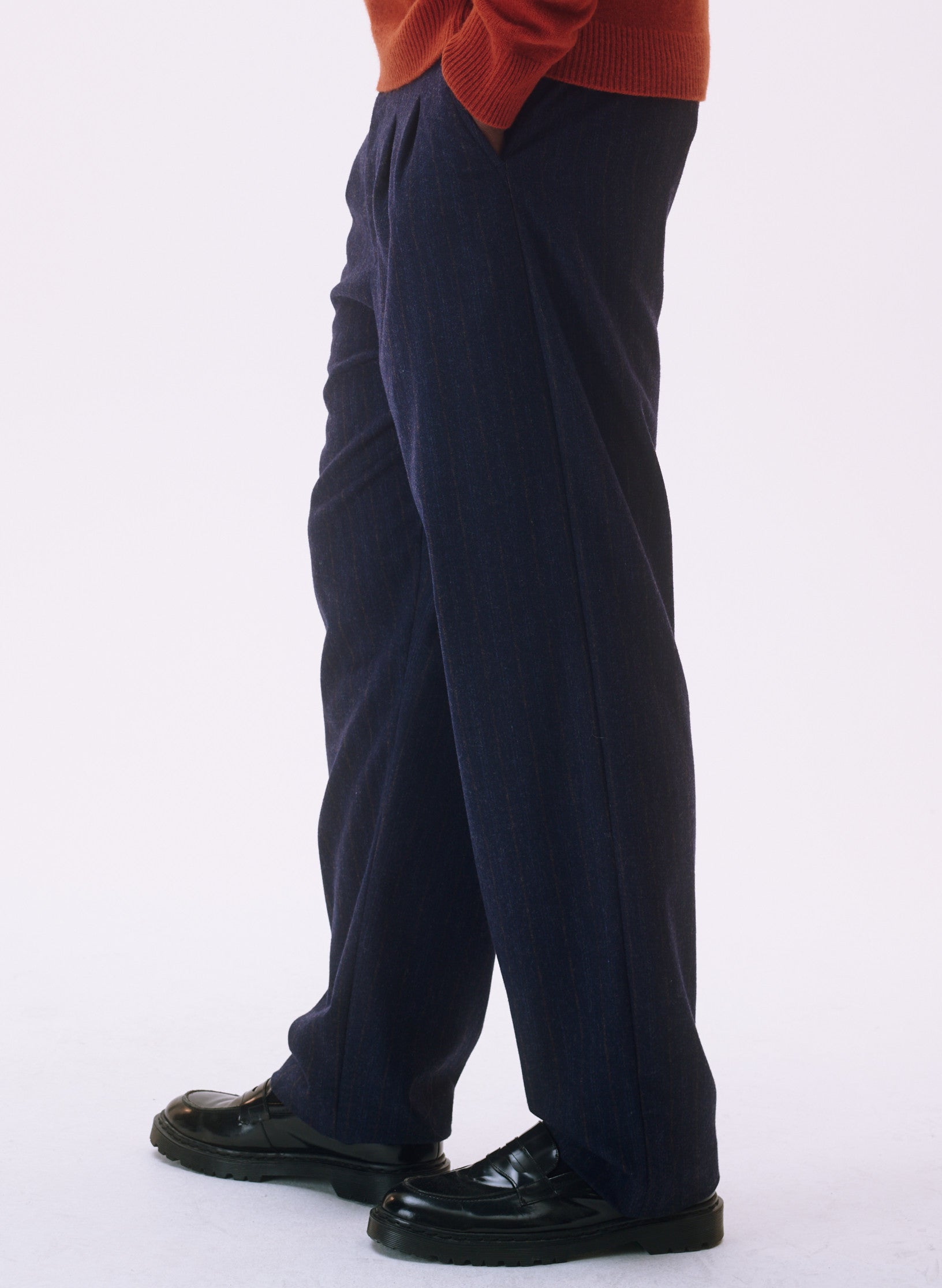 pantalon pince flanelle bleu homme femme unisexe