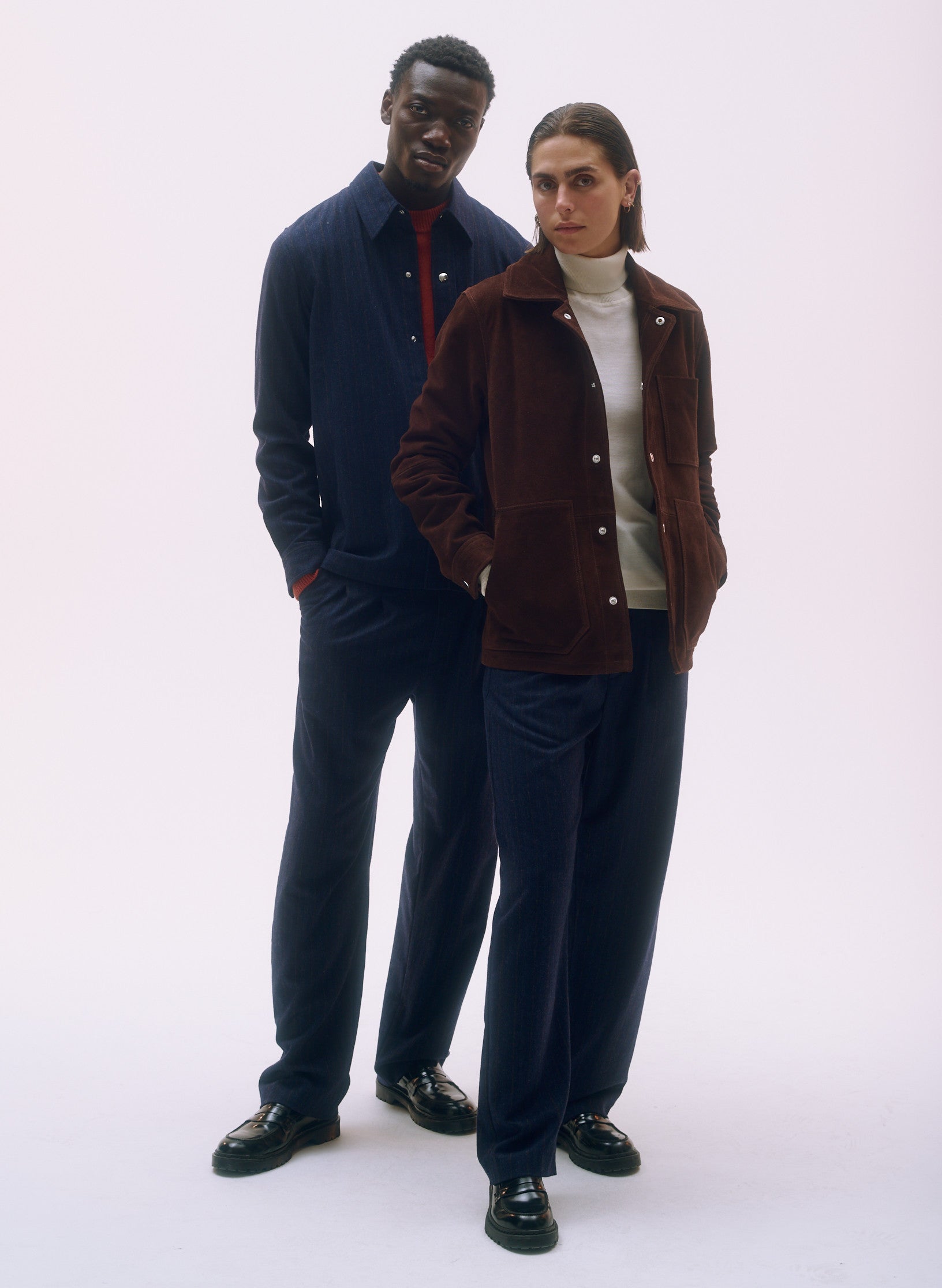 pantalon pince flanelle bleu homme femme unisexe