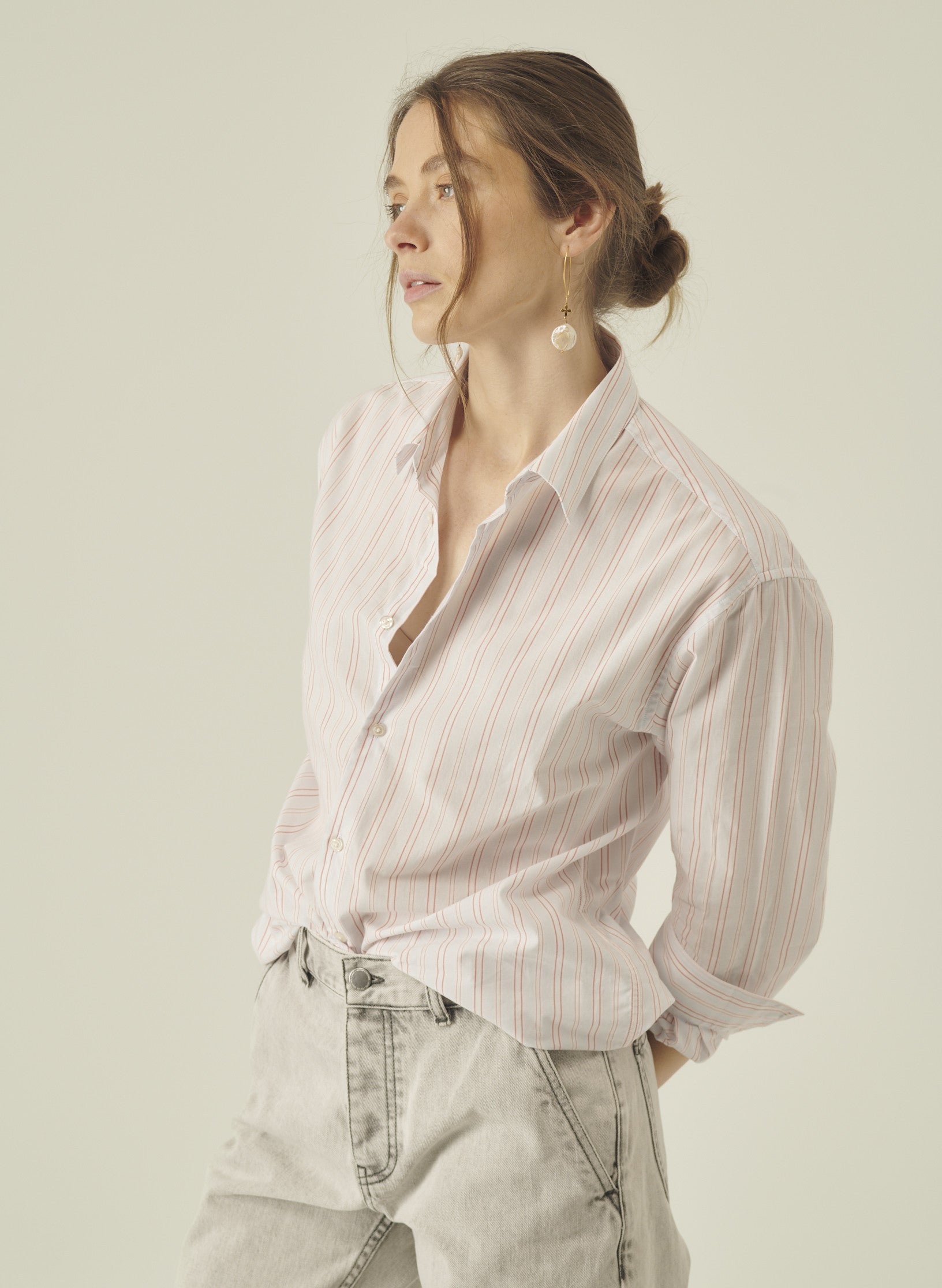 chemise loose multi rayures homme femme bleu rayee