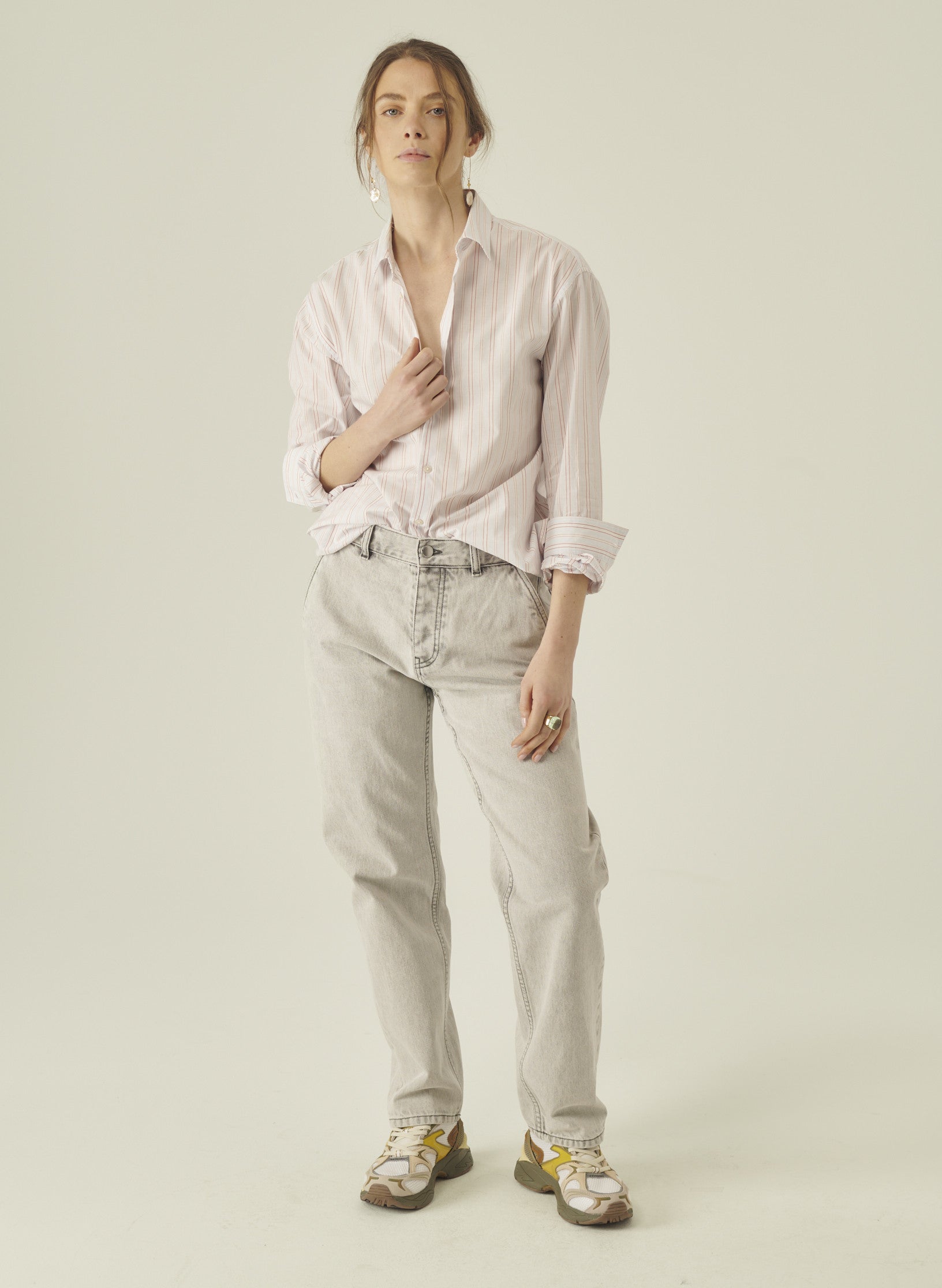 chemise loose multi rayures homme femme bleu rayee