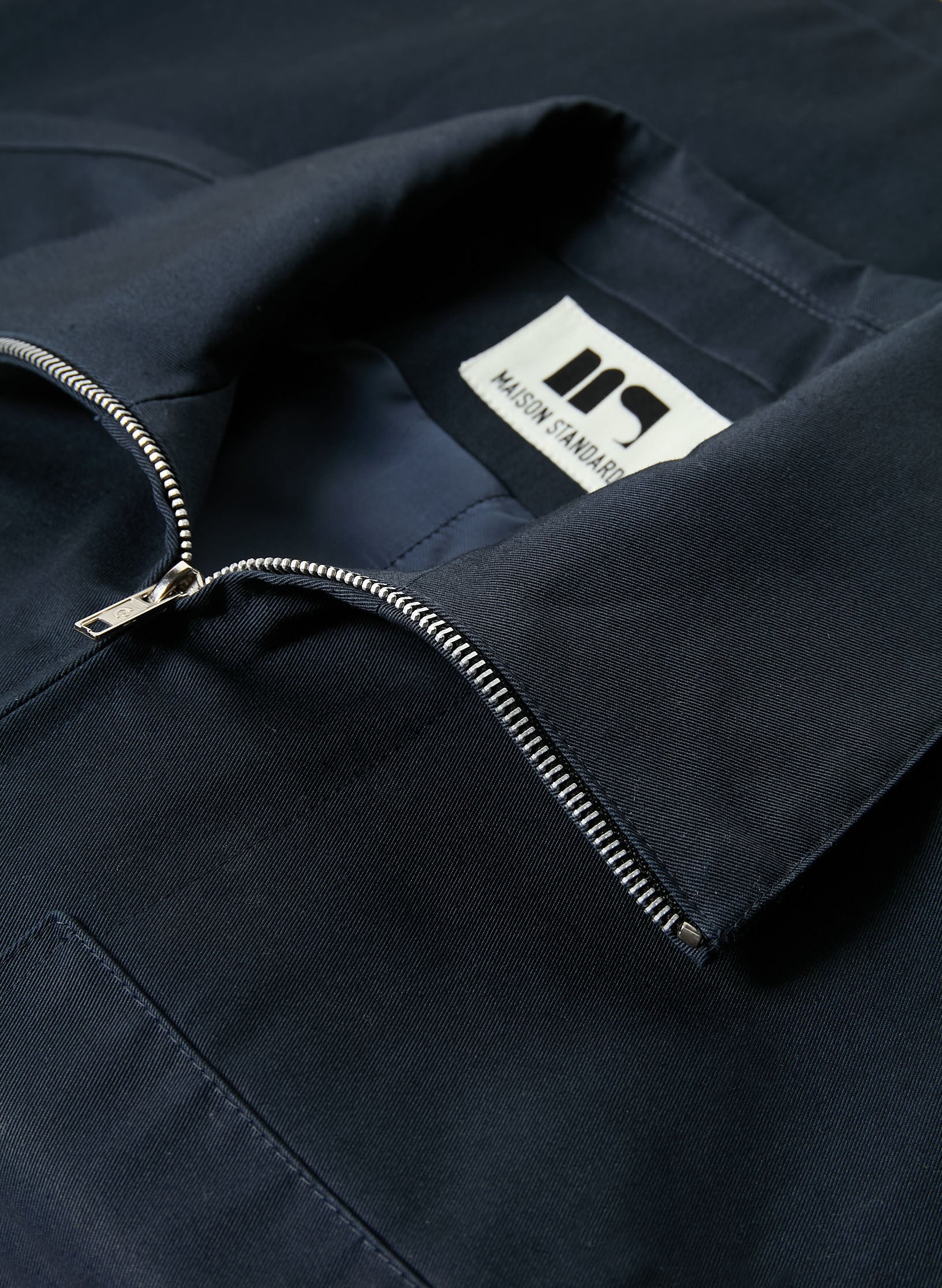 blouson zippe trucker deperlant bleu homme