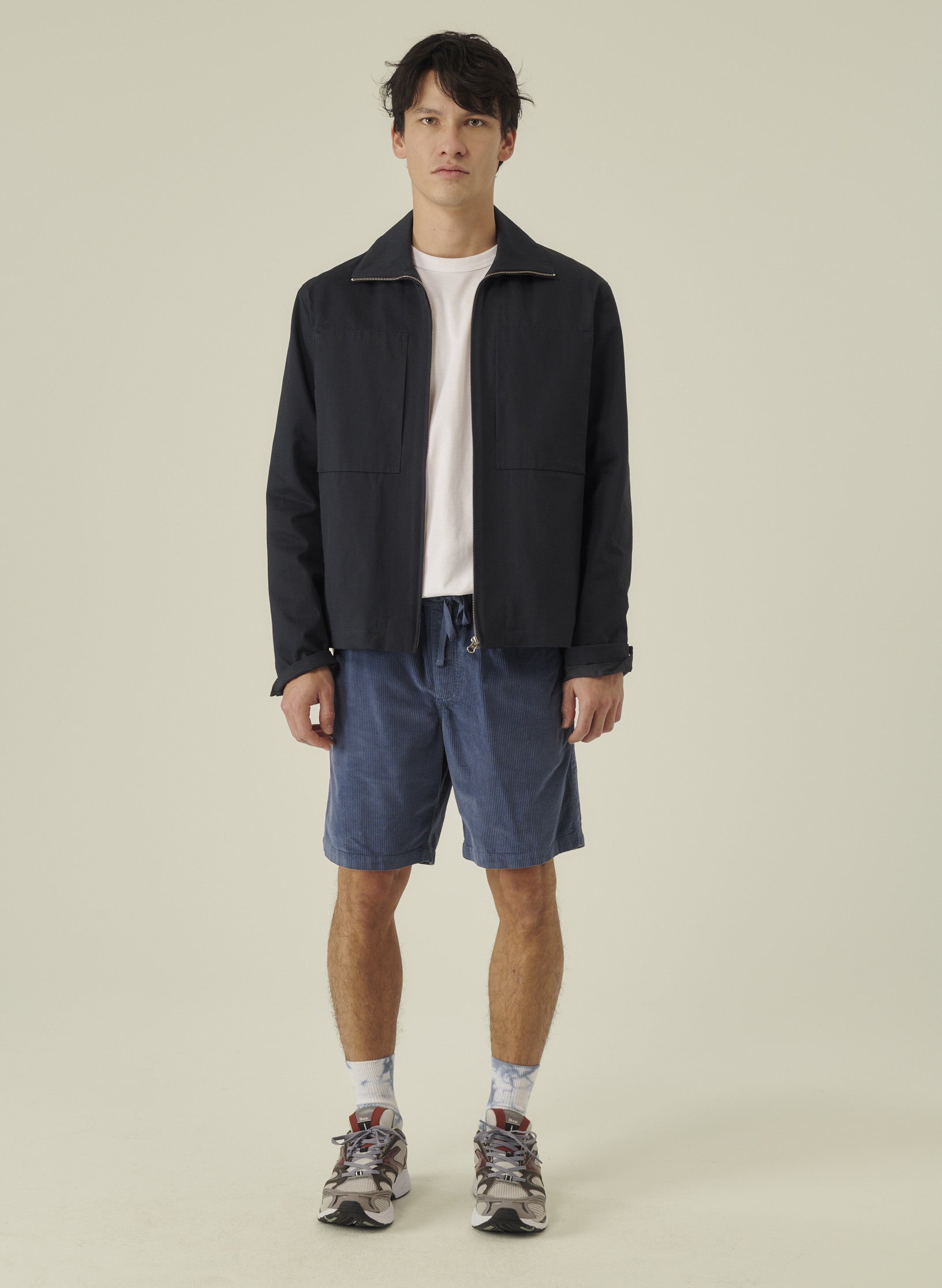 blouson zippe trucker deperlant bleu homme