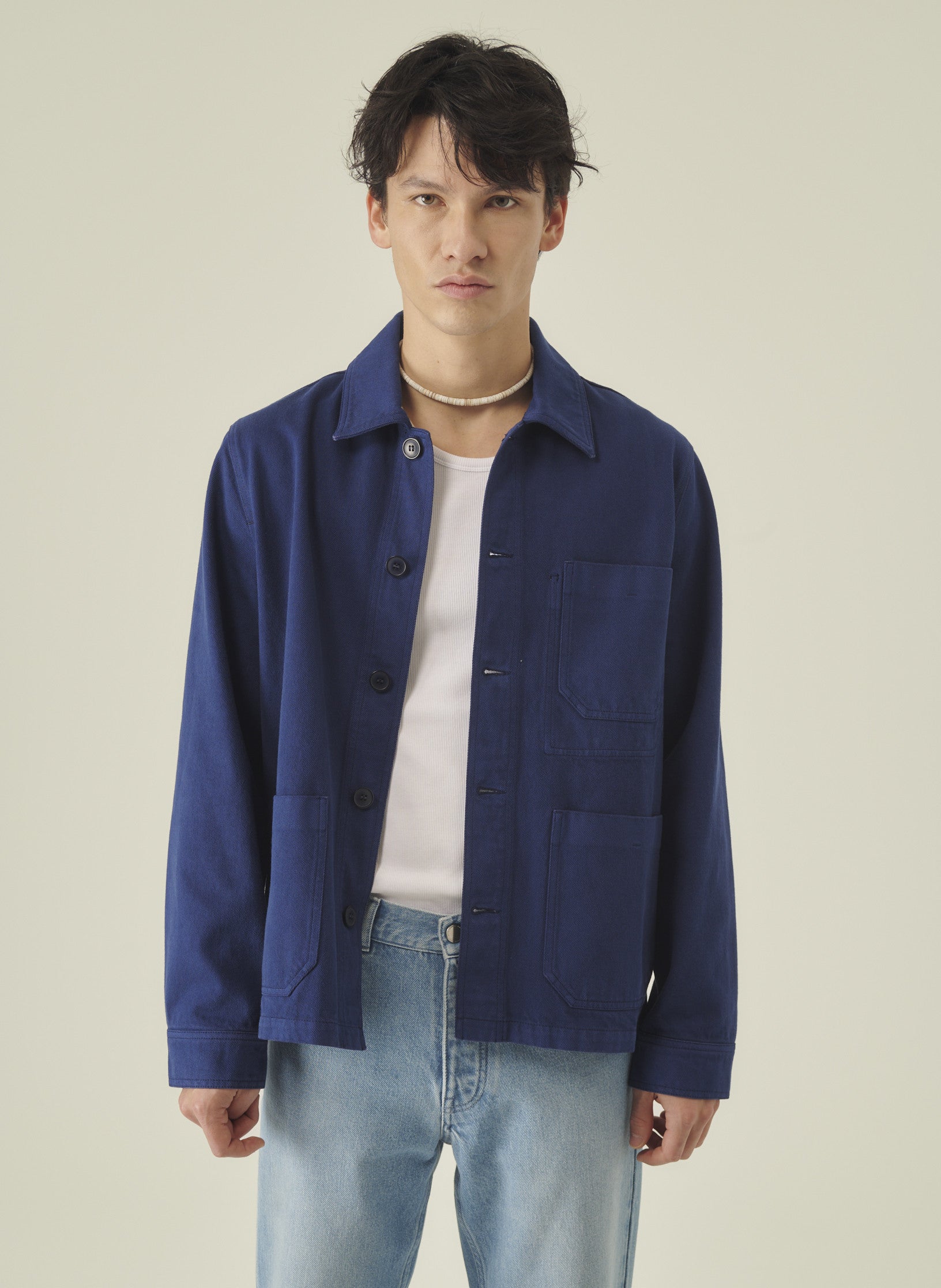 veste peintre bleu indogo homme femme unisexe