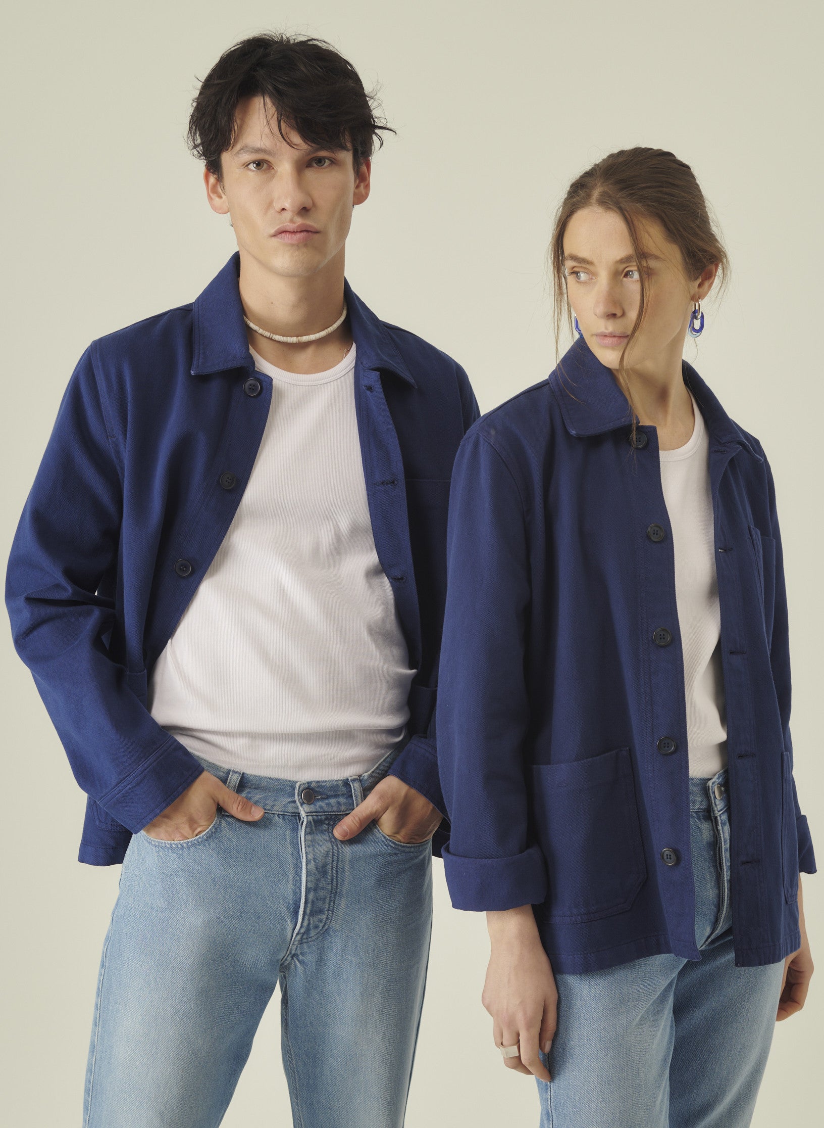 veste peintre bleu indogo homme femme unisexe