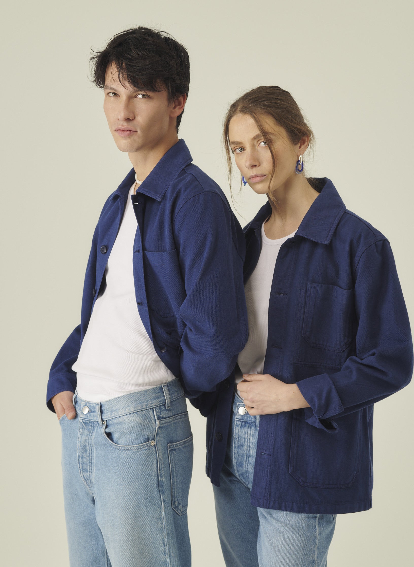 veste peintre bleu indogo homme femme unisexe