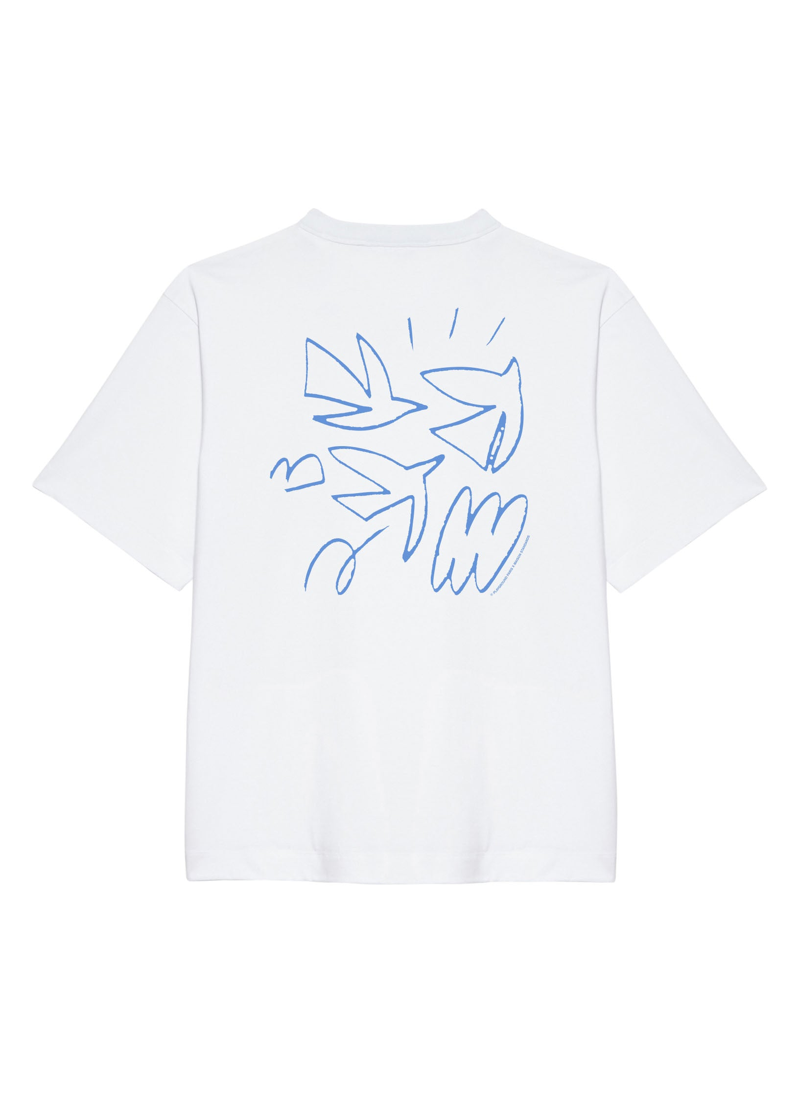 t shirt playground x maison standards print dos oiseaux collboration artiste